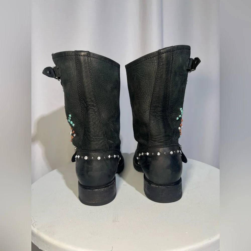 Frye Veronica Studded Stone Motorcycle Boots | 6 - Picture 6 of 14